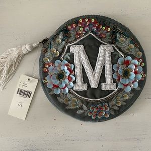 Anthropologie velvet coin pouch, Monogram M